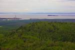 Stock photo aerial view of the landscape near the city of Thunder Bay on the Lake Superior shoreline in Ontario Canada.