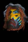 Stock photo of Ghost Mask by Beau Dick, Kwakwaka'wakw First Nations Artist, original West Coast native art, Just Art Gallery, Port McNeill, Northern Vancouver Island, Vancouver Island, British Columbia, Canada. Beau Dick is one of the Northwest Coast's mo