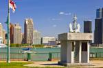 Navy memorial Dieppe Gardens skyline Detroit Michigan