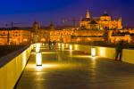 Stock photo of Puente Romano (bridge) and the Mezquita (Mosque) during dusk in the City of Cordoba, UNESCO World Heritage Site, Province of Cordoba, Andalusia (Andalucia), Spain, Europe.