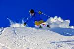 Action Downhill Skier Whistler Mountain British Columbia Canada Blue Sky