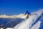 Skier Steep Slope Whistler Mountain Blue Sky British Columbia Canada