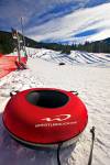 Stock photo of an inflated tube at the Coca-Cola Tube Park on Blackcomb Mountain, Whistler Blackcomb, Whistler, British Columbia, Canada.
