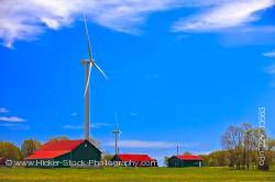 Windmills and barns on the Bruce Peninsula Ontario Canada