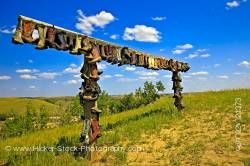Cowboy boots posts Great Sand Hills near Sceptre Saskatchewan Canada