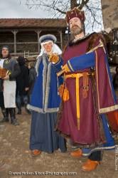 Couple dressed medieval clothing medieval markets Castle Ronneburg Germany