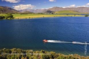 Stock photo of a water skier on Lake Wanaka at Glendhu Bay, Central Otago, South Island, New Zealand.