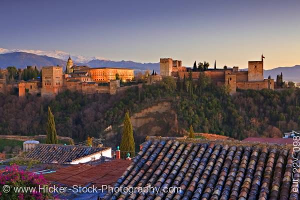 Stock photo of The Alhambra Mirador de San Nicolas Albayzin district City of Granada Province of Granada Andalusia