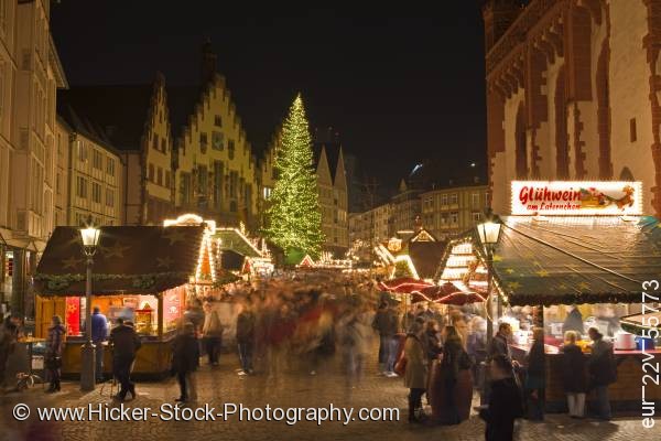Stock photo of Christmas Market stalls city Frankfurt