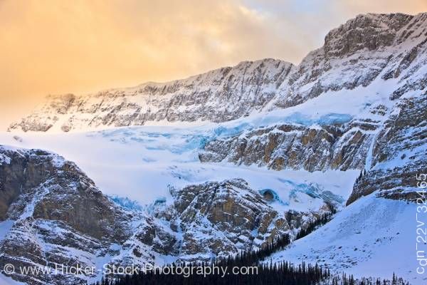 Stock photo of Colorful Sunset Crowfoot Glacier Icefields Parkway Banff National Park Alberta Canada