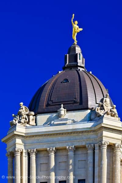 Stock photo of Golden Boy Manitoba Legislative Building Dome City of Winnipeg Manitoba Canada