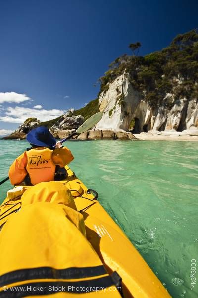 Stock photo of Kayaking Arch Point Abel Tasman National Park South Island New Zealand