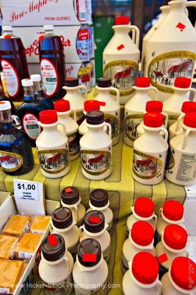 Stock photo of Bottles of Maple Syrup at the Byward Market Ottawa Ontario