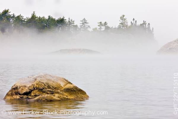 Stock photo of Sinclair Cove Fog Lake Superior Lake Superior Provincial Park Ontario Canada