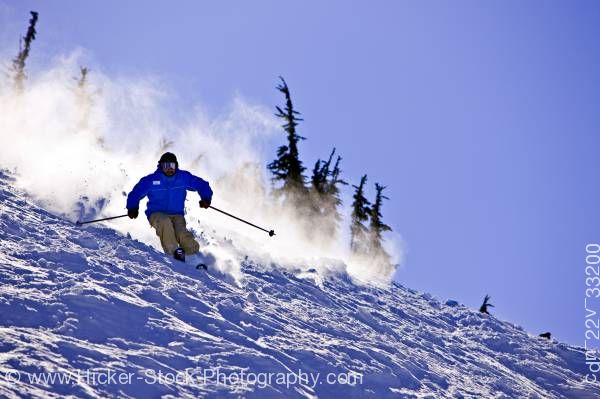 Stock photo of Powder Snow Skier Whistler Mountain Whistler Blackcomb Whistler British Columbia Canada