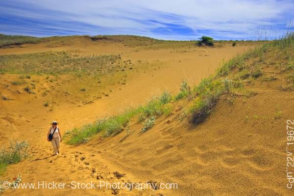 Stock photo of Tourist Spirit Sands Trail Spruce Woods Provincial Park Manitoba Canada