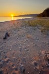 Stock photo of a golden sunset at Agawa Bay on Lake Superior in Lake Superior Provincial Park, Ontario, Canada.