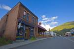 Stock photo of an old brick building dating back to 1896 in the town of Kaslo, Central Kootenay, British Columbia, Canada.