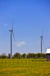 Two windmills alternative energy Bruce Peninsula Ontario Canada