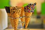 Waffle cones in holder at Cow's in the town of Niagara-on-the-Lake Ontario Canada