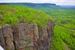 Stock photo of columns of rock along a cliff face facing Lake Superior near Thunder Bay, Ontario, Canada.