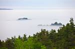 Lake Superior shrouded by fog near Lizard Island in Lake Superior Provincial Park in Ontario Canada