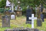 Stock photo of graves and headstones in Hessenpark (Open Air Museum), Neu-Anspach, Hessen, Germany, Europe.