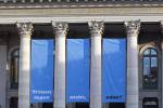 Stock photo of Columns at the entrance to the Nationaltheater Mnchen (National Theatre Munich), City of Mnchen (Munich), Bavaria, Germany, Europe.