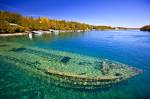 Stock photo of shipwreck of the schooner of the Sweepstakes (built in 1867) in Big Tub Harbour, Fathom Five National Marine Park, Lake Huron, Ontario, Canada.