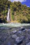 Stock photo of Thunder Creek Falls in Mt Aspiring National Park, West Coast, South Island, New Zealand.