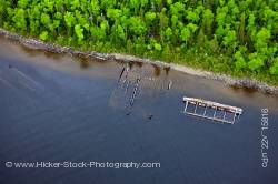 Aerial View of Shipwrecks along the coastline of Lake Superior near Thunder Bay Ontario Canada