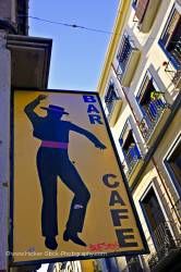 Bar/Cafe sign along Calle San Jeronimo City of Granada Province of Granada Andalusia Spain