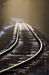 Railroad tracks snow Beaver Cove Northern Vancouver Island Vancouver Island British Columbia Canada