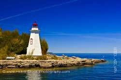 Big Tub Lighthouse (1885) at Lighthouse Point near Tobermory Big Tub Harbour Lake Huron Ontario