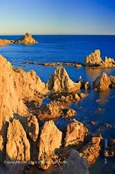 Volcanic rock coastline Cabo de Gata Costa de Almeria Province of Almeria Andalusia Spain Europe