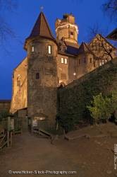 Illuminated Burg Ronneburg castle dusk