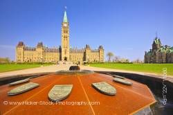 Centennial Flame Centre Block Peace Tower Parliament Buildings Parliament Hill Ottawa Ontario Canada