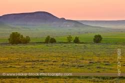 Farmland in the Big Muddy Badlands at sunset Southern Saskatchewan Canada