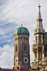 Towers of Frauenkirche Cathedral Neues Rathaus city hall City of Munich Bavaria Germany Europe