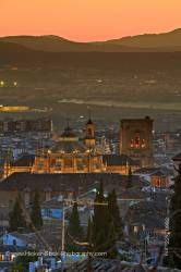 Granada Cathedral dusk in City of Granada Province of Granada Andalusia Spain Europe