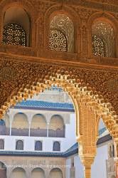 Archway and spandrels details of Hall of the Boat The Royal House La Alhambra City of Granada