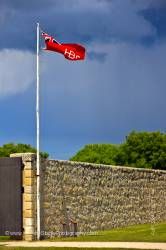 Hudson Bay Flag pole East Gate Lower Fort Garry Selkirk Manitoba Canada