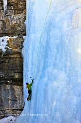 Ice Climber Upper Falls Johnston Creek Winter Banff National Park Alberta Canada