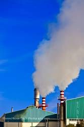 Industry/smoke stacks town of Baeza Province of Jaen Andalusia Spain