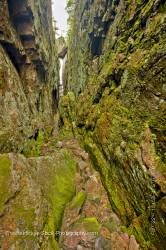 Large Rock Wedged Above Deep Chasm Agawa Rock Pictographs Trail Lake Superior Ontario Canada