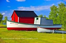 Old boats red shed Hecla Village Lake Winnipeg Hecla Island Manitoba Canada