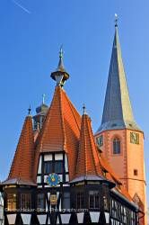The Old Town Hall Rathaus in the historic village of Michelstadt Hessen Germany Europe