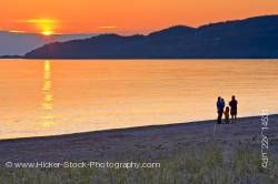 People on Beach Agawa Bay Sunset Lake Superior Provincial Park Ontario Canada