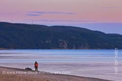 People and sunset over Agawa Bay Lake Superior Provincial Park Ontario