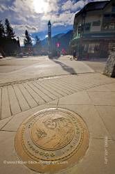 Decorative plaque Banff Ave and Wolf Street downtown Banff Alberta Canada